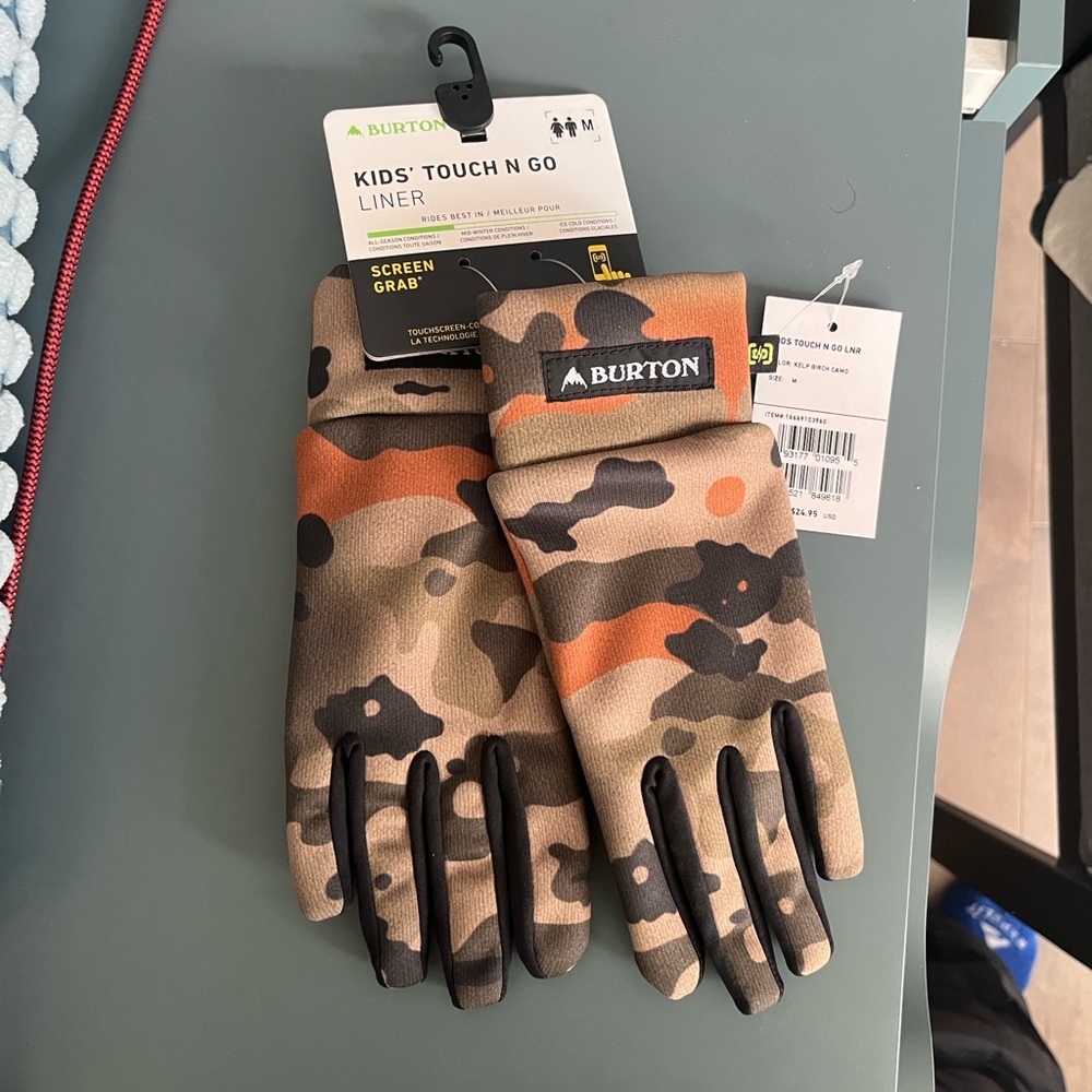 TWO PAIRS of Gloves: Burton Kids' Touch N Go Liners: 1)med= NEW 2)small